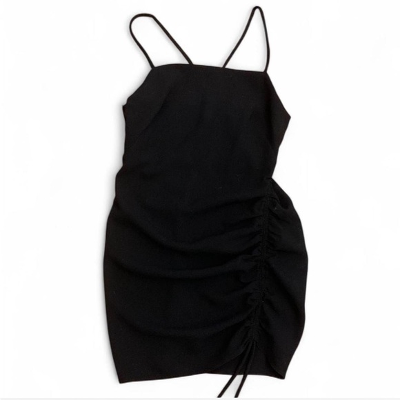 Zara Dresses & Skirts - Zara Black Ruched Mini Slip Dress